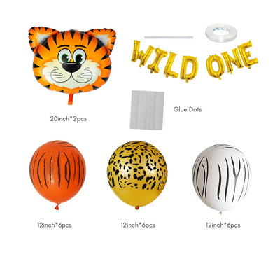 Wild One Jungle Balloon Set for Kids Birthday