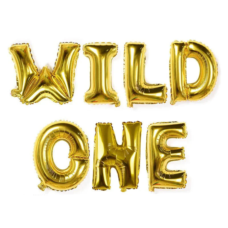 Gold Wild One Foil Balloon Jungle Party Decoration Set