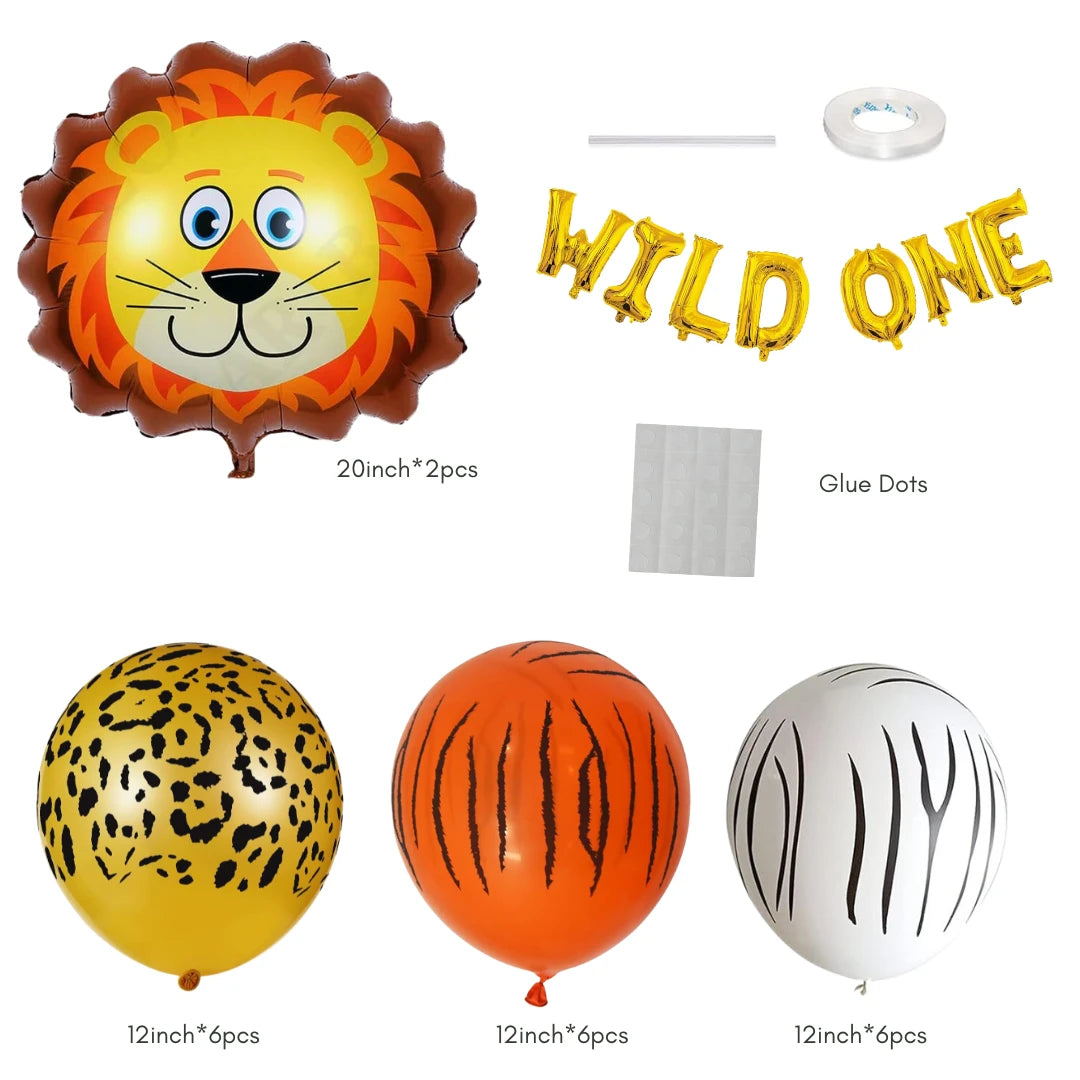 Wild One Lion Jungle Balloon Set for Kid's Birthday