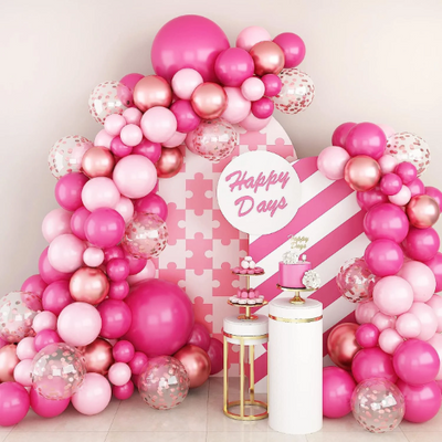 Rose Pink and Rose Gold Latex Balloon Garland Arch Kit with 18inch Pink Balloons - Partyshakes Without Balloon Pump