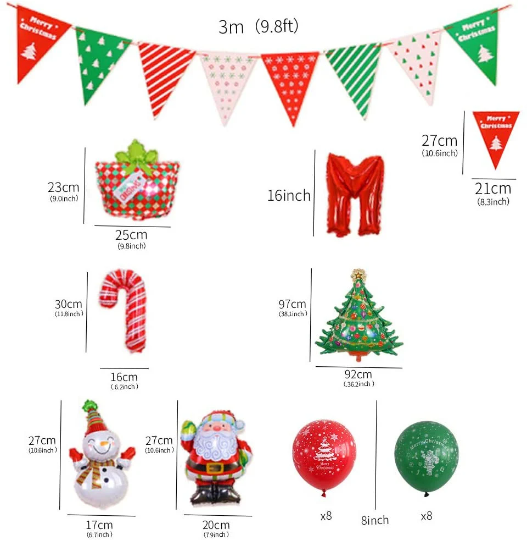 Our 25cs Christmas-inspired balloons are perfect for festive holiday gatherings, like Xmas New Year's Eve, baby showers, weddings, and outdoor festivals. They bring a feeling of joy and good fortune to all special occasions and create a delightful, cheerful atmosphere.