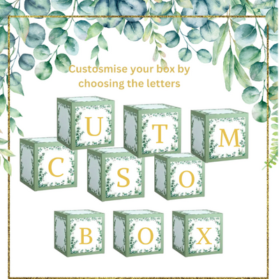 Personalised Sage Green Baby and Birthday Blocks with Gold Letters - Partyshakes Baby Blocks