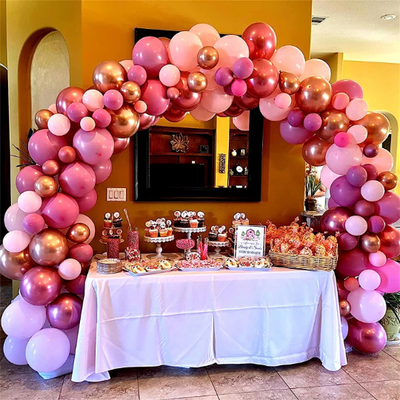 Rose Pink and Rose Gold Latex Balloon Garland Arch Kit with 18inch Pink Balloons - Partyshakes
