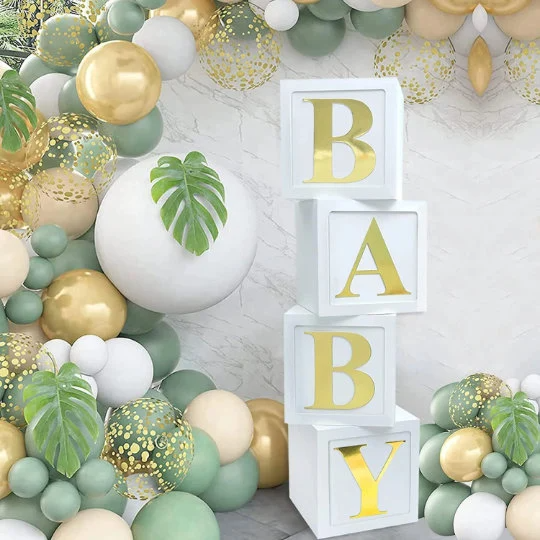 Personalised A-Z Gold and White Baby Blocks are an excellent idea for Baby Shower, Gender Reveals, Weddings, Graduation and Birthday decorations. Impress your guests and make a decoration that your family along with your little one will love These blocks are made of quality material and are designed to last for generations, making them a precious memento to remember and cherish.