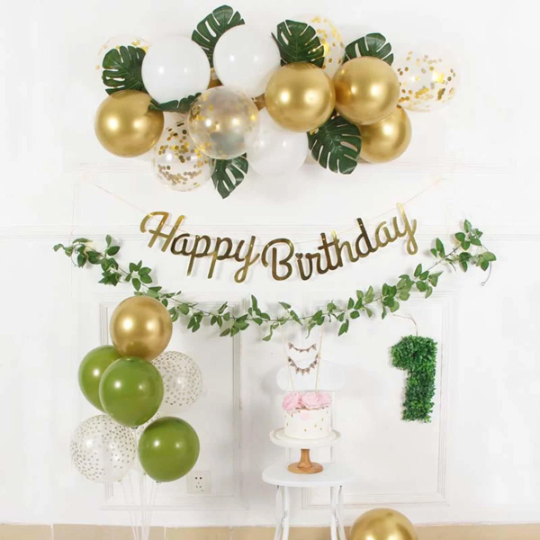 60pcs White and Gold Happy Birthday Balloon Garland Arch - Partyshakes balloons