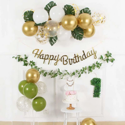 Our 38-piece White and Gold Happy Birthday Balloon Garland Arch is ideal for celebrations such as Birthdays, Valentine's Day, Summer parties,  Graduation, Weddings, Baby shower, Anniversaries, and all special events. Made with biodegradable Natural Latex, with stunning life-like Ivy and Monstera leaves, these balloons can create a dynamic atmosphere, a balloon wall or backdrop, or a striking centrepiece, making them versatile and perfect for any occasion.