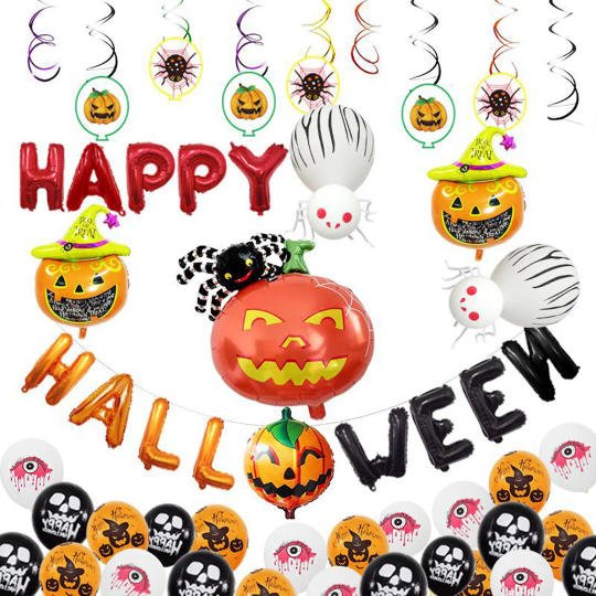 Happy Halloween Party Garland Decoration, Happy Halloween Pumpkin Banner - Partyshakes Balloons