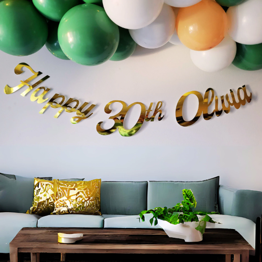 Personalised Happy Birthday Gold Banner