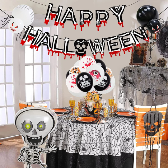 Happy Halloween Party Balloons, Halloween Balloon Garland kit with Halloween Skeleton