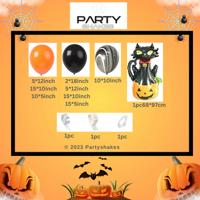 DIY Black and Orange Balloon Garland Arch Kit, 18inch Black Balloon for Halloween