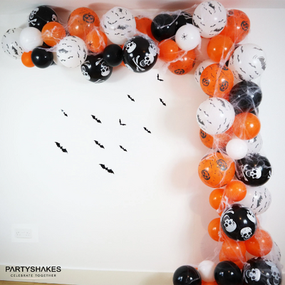 54 Piece Bat and Skull Halloween Balloon Garland Set, Bat and Skull Balloon - Partyshakes Balloons