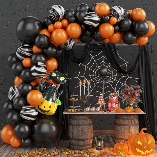 DIY Black and Orange Balloon Garland Arch Kit, 18inch Black Balloon for Halloween - Partyshakes Balloons