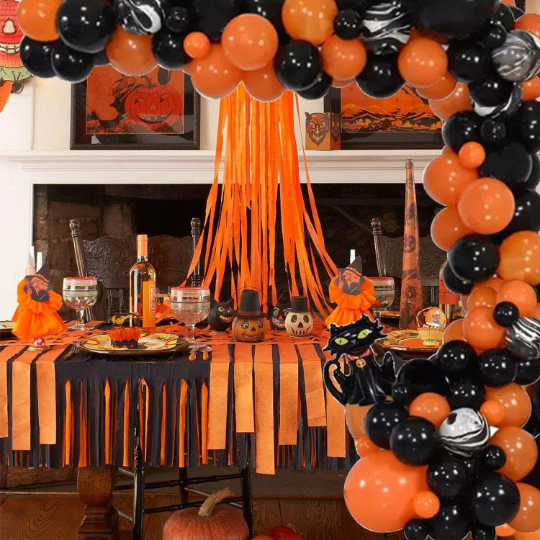 DIY Black and Orange Balloon Garland Arch Kit, 18inch Black Balloon for Halloween