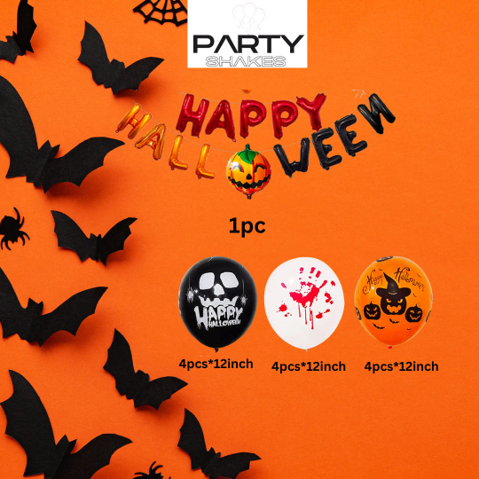 This Halloween Party Decorations Kit is the perfect accompaniment for any Halloween celebration, from birthday gatherings to spooky events. Each latex balloon is printed with a cheerful Halloween message, and images of pumpkins, and skulls, creating a festive atmosphere for any indoor or outdoor event. Crafted with high-quality latex and a durable foil balloon, this set of colourful balloons will bring your decorative visions to life.