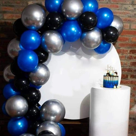 Blue, Black and Silver Latex Party Balloon Garland with Gold Confetti Balloons - Partyshakes Balloons