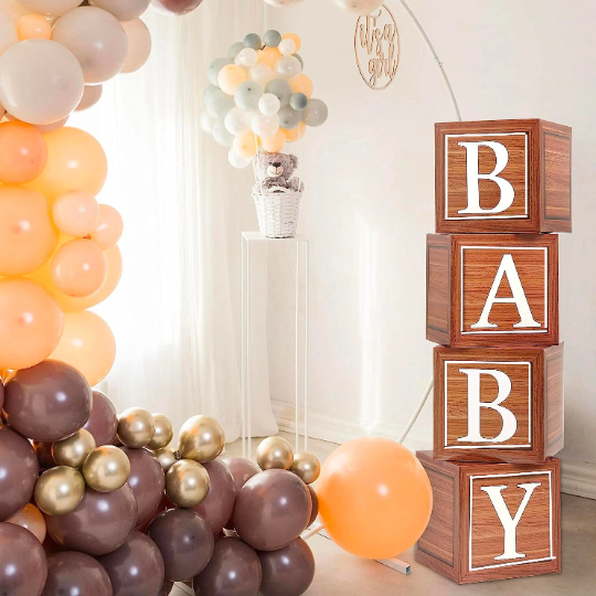 4pcs Wood Grain Effect Baby Blocks - Partyshakes Baby Blocks