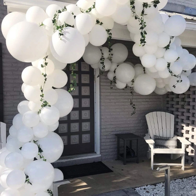 Premium 18inch White Balloon Arch, Palm leaves with Ivy Monstera leaves