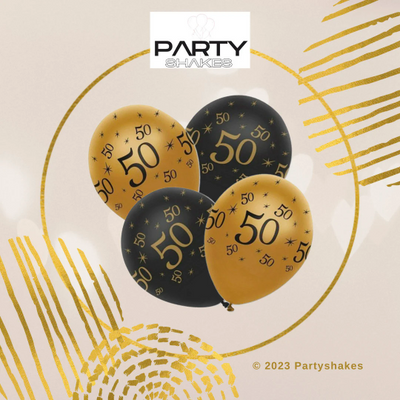 50th Black And Gold Happy Birthday Banner Black and Gold Balloons Black Bunting