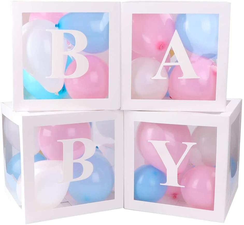 4pcs Set White Transparent Baby Blocks for Baby Shower - Partyshakes Baby Blocks