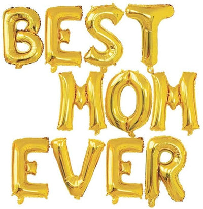 Best Mom Ever Gold Foil Balloon Decoration for Mother's Day Party - Partyshakes balloons