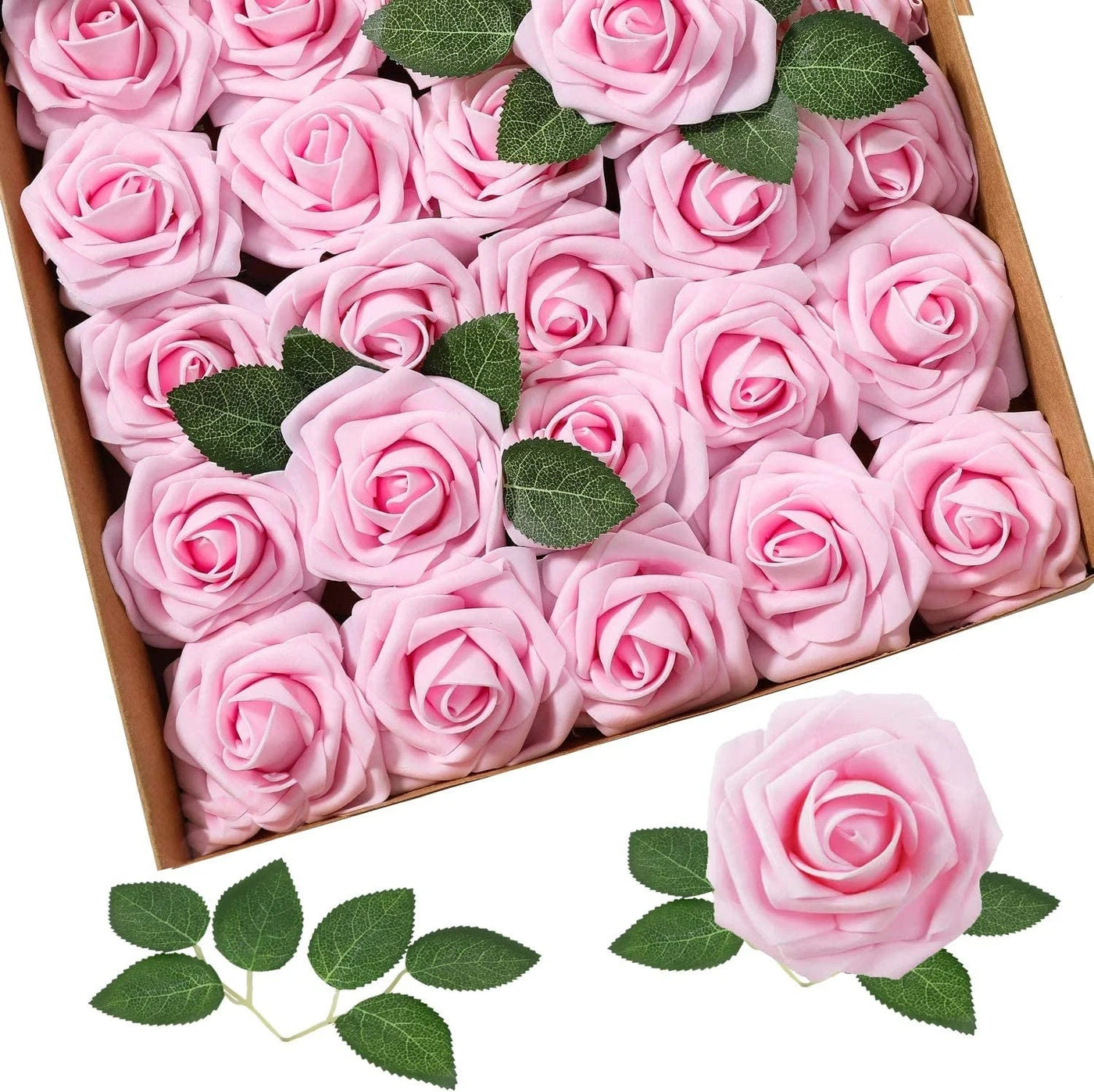 Real Touch Pink Artificial Rose Flowers Box Set - Partyshakes Artificial Flowers