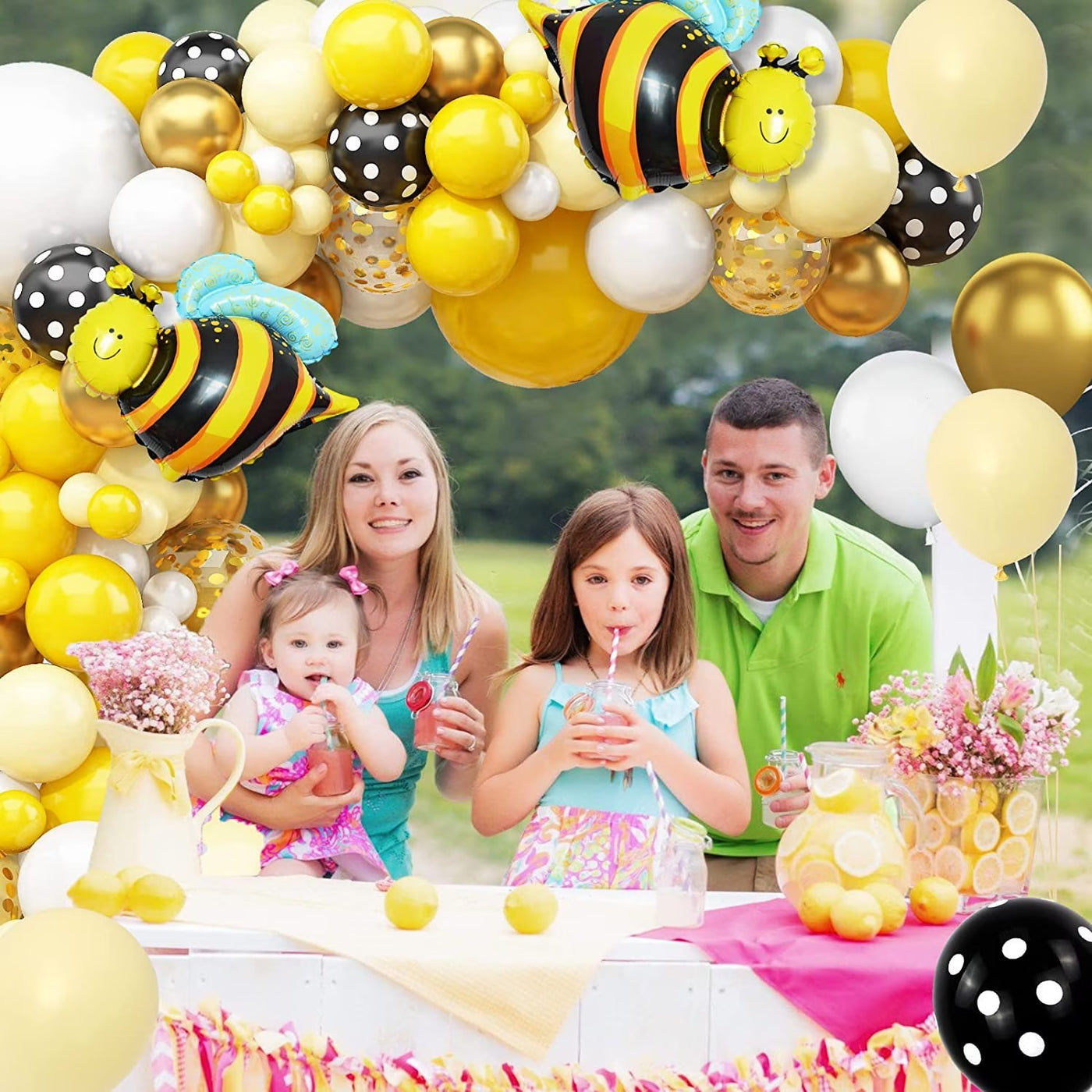 Bee Balloon Arch Garland contains everything you need to make a summer garland. This is a great idea for Easter and summer-themed events, Gender reveals, birthday parties, baby showers, graduation parties, and anything summer-related!