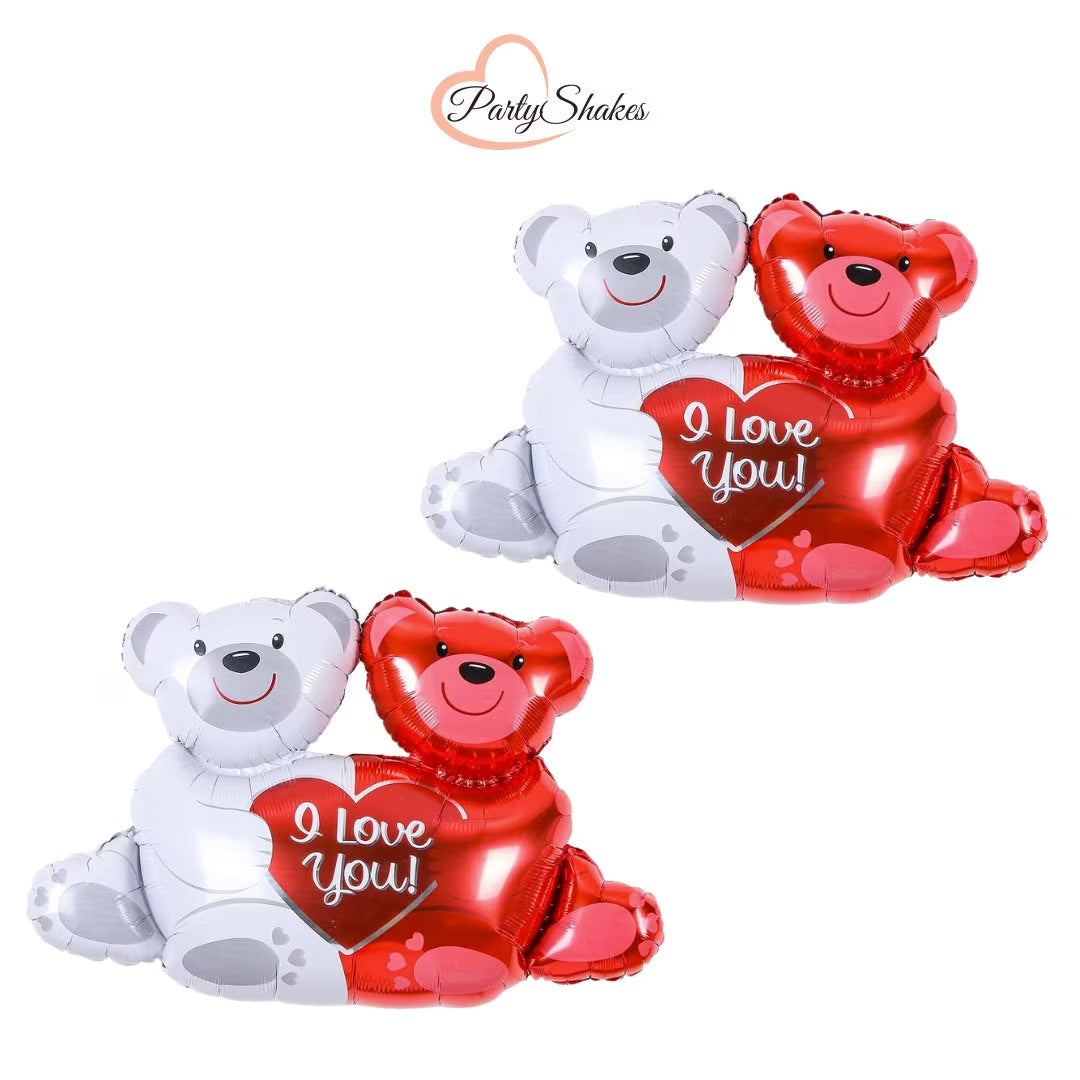 Giant I Love You" Heart Foil Balloon, Valentine's Teddy Bear Foil Balloons - Partyshakes 2x Teddy Balloons Balloons
