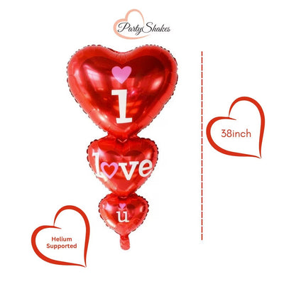 Giant I Love You" Heart Foil Balloon, Valentine's Teddy Bear Foil Balloons - Partyshakes Balloons