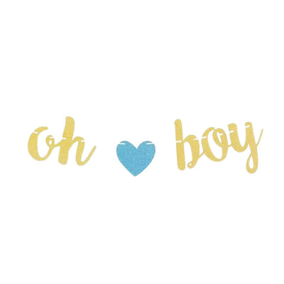 Oh Boy Gold Glitter Banner for Baby Shower - Partyshakes bunting