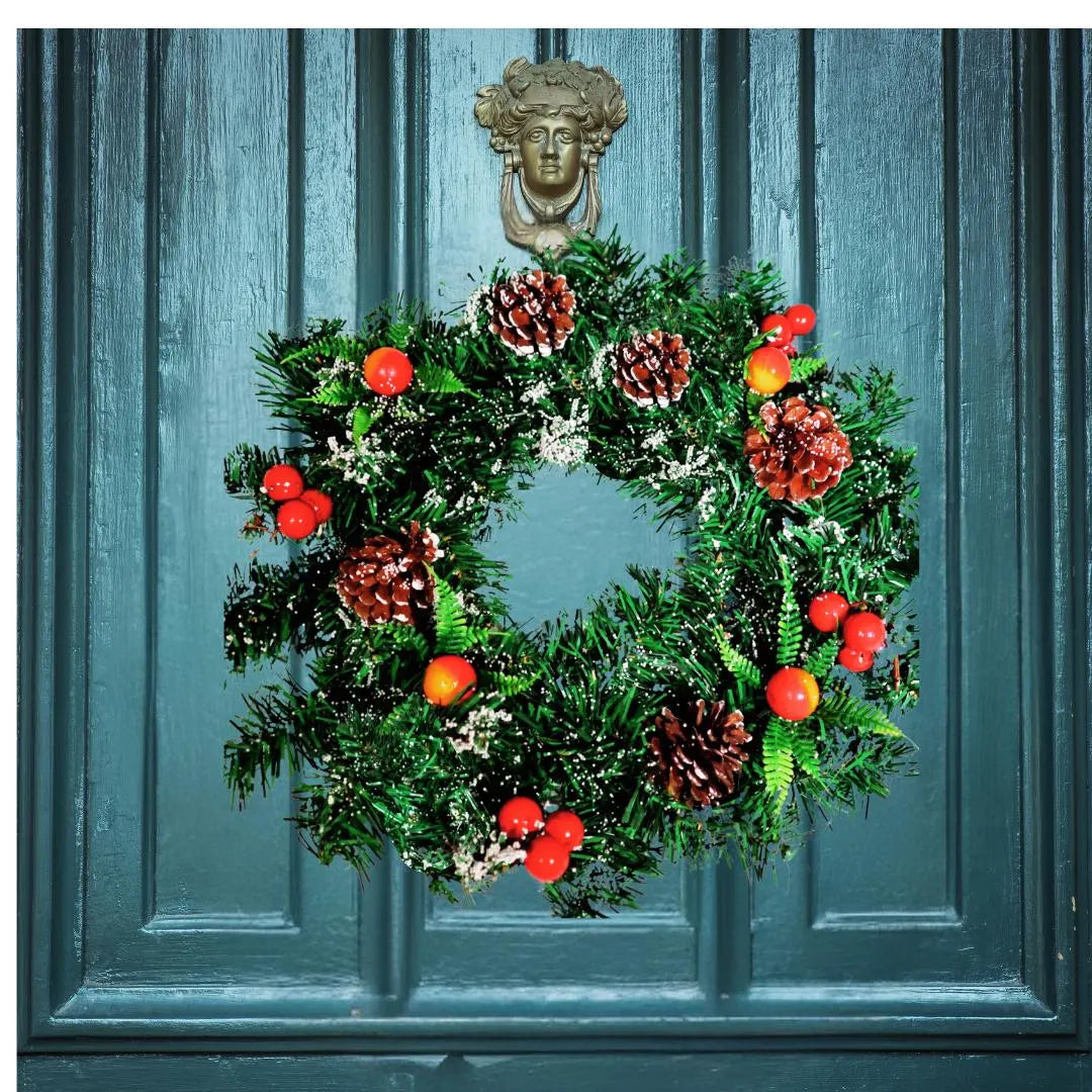 40cm Artificial Merry Christmas Door Wreath