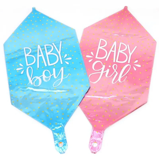 Baby Gender Reveal Balloon Set, Pink And Blue Orb bobo And Heart Foil Balloon