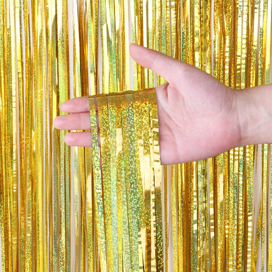 Sparkling Gold Tinsel Fringe Curtain for Party Decorations - Partyshakes Curtains