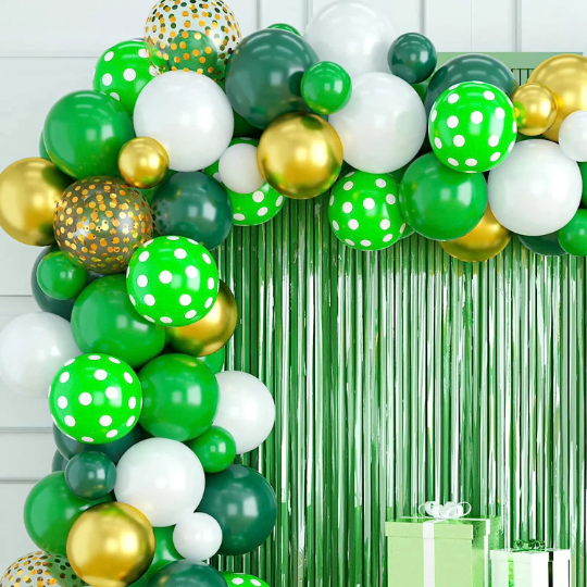 Green and Gold Balloon Garland, Green Balloons Safari Baby Shower Decorations