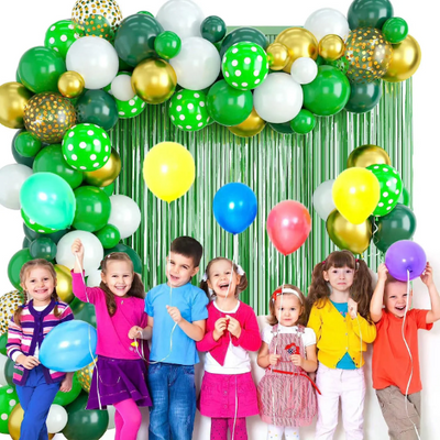 Green and Gold Balloon Garland, Green Balloons Safari Baby Shower Decorations