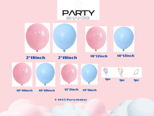 Gender Reveal Balloon Garland Arch, Pink and Blue Baby Shower Balloon