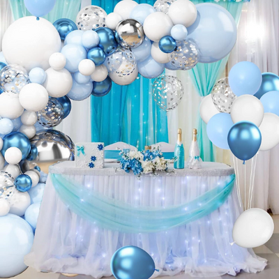 Blue and Silver Balloon Arch Kit, Chrome Blue Gold and Silver Balloon - Partyshakes Balloons