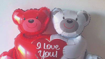 Giant I Love You" Heart Foil Balloon, Valentine's Teddy Bear Foil Balloons