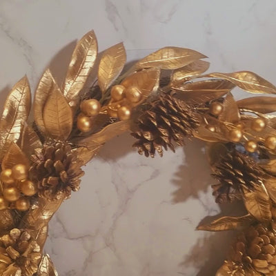 50cm Artificial Gold Christmas Wreath for Door