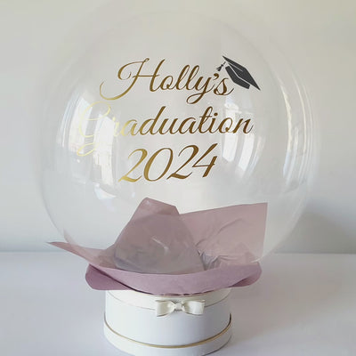 24" Personalised Name Clear Orb Graduation Balloon