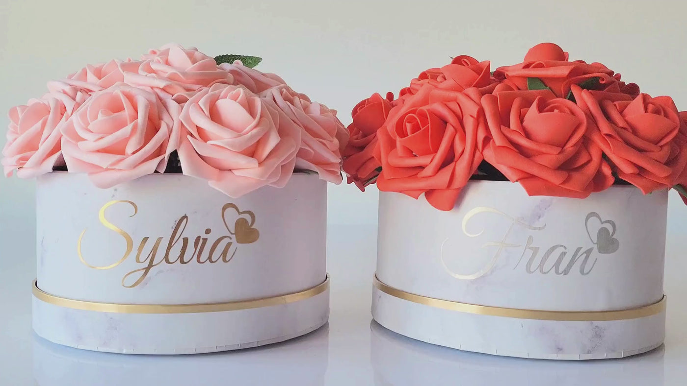 Personalised Name Red, Pink Flower Hat Box, Perfect as a Gift