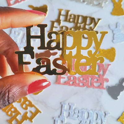 Happy Easter Gold, Silver, Rose Gold Table Confetti Decorations