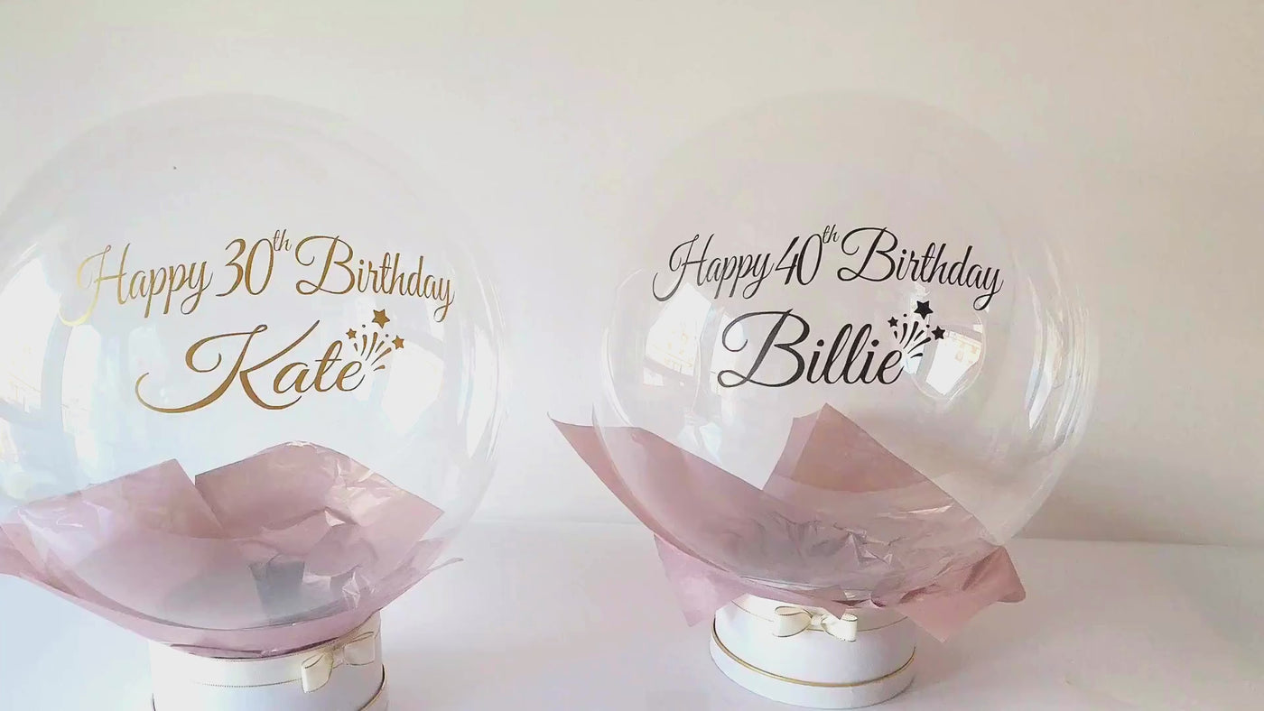 24" Personalised Name Clear Orb Happy Birthday Balloon