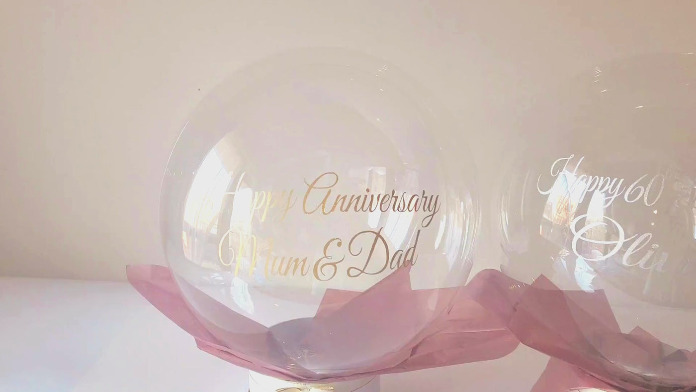 24" Personalised Clear Orb Happy Birthday/Anniversary Balloon