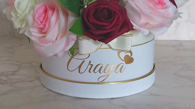 Personalised Name  Red Flower Hat Box, Perfect as a Gift