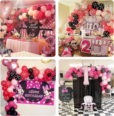 Our Double Layered Pink and Black Balloon Garland Arch is designed to help create an unforgettable special occasion for baby girls! With this Garland Kit, you can produce a stunning baby shower balloon set complete with latex party balloons for a baby shower, gender reveal, summer parties, and baby arrival ideas. 