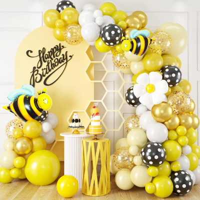 Double Stuffed/Layered Bumble Bee Balloon Garland for Birthdays - Partyshakes balloons