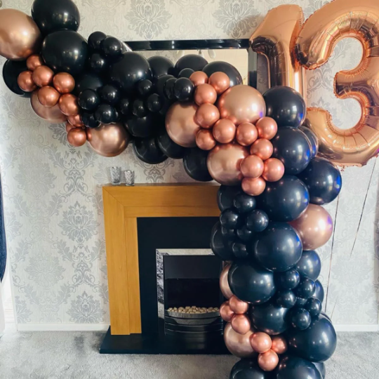 Black and Rose Gold Balloon Garland Arch - Partyshakes Balloons