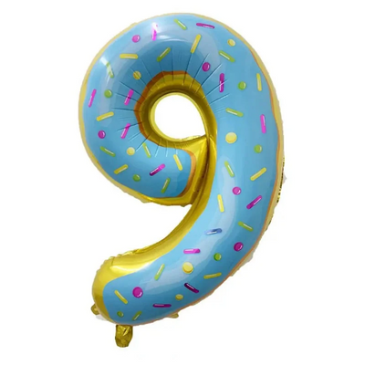 32 Inch 0-9 Donut Number Foil Balloon, Number Balloon - Partyshakes 9 balloons