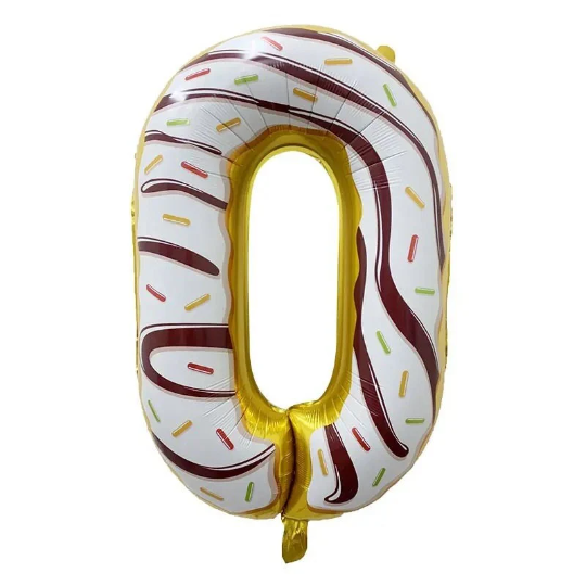 32 Inch 0-9 Donut Number Foil Balloon, Number Balloon - Partyshakes 0 balloons