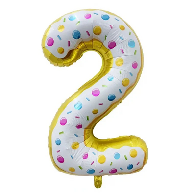 32 Inch 0-9 Donut Number Foil Balloon, Number Balloon - Partyshakes 2 balloons